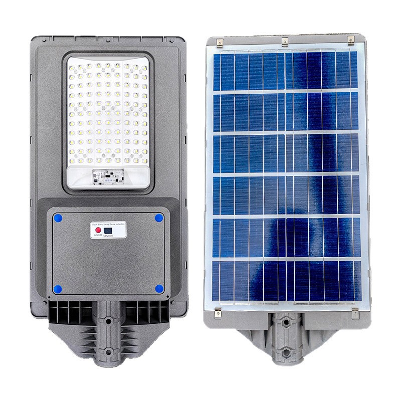 Farola solar LED integrada transfronteriza con sensor de radar para zonas rurales nuevas, iluminación de tres lados, iluminación de alta potencia, súper brillante.