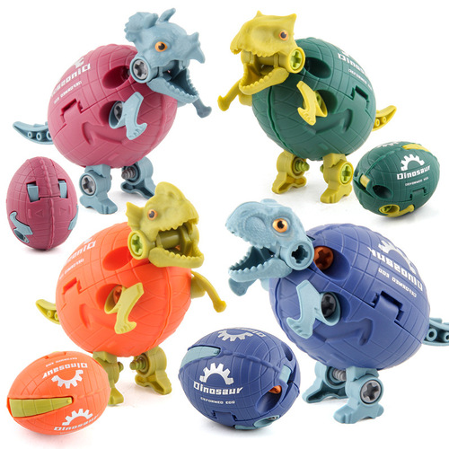 Cross-border supply DIY disassembly and assembly of dinosaur building block toys Velociraptor Triceratops screw-assembly educational toys