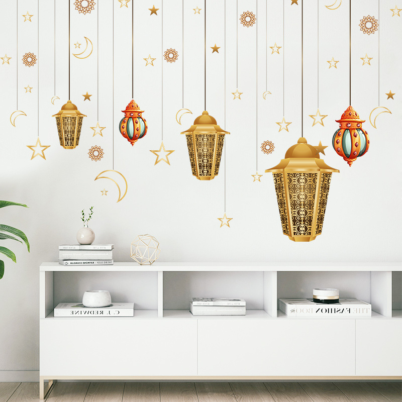 Fashion Moon Golden Chandelier Stars Wall Stickers display picture 5