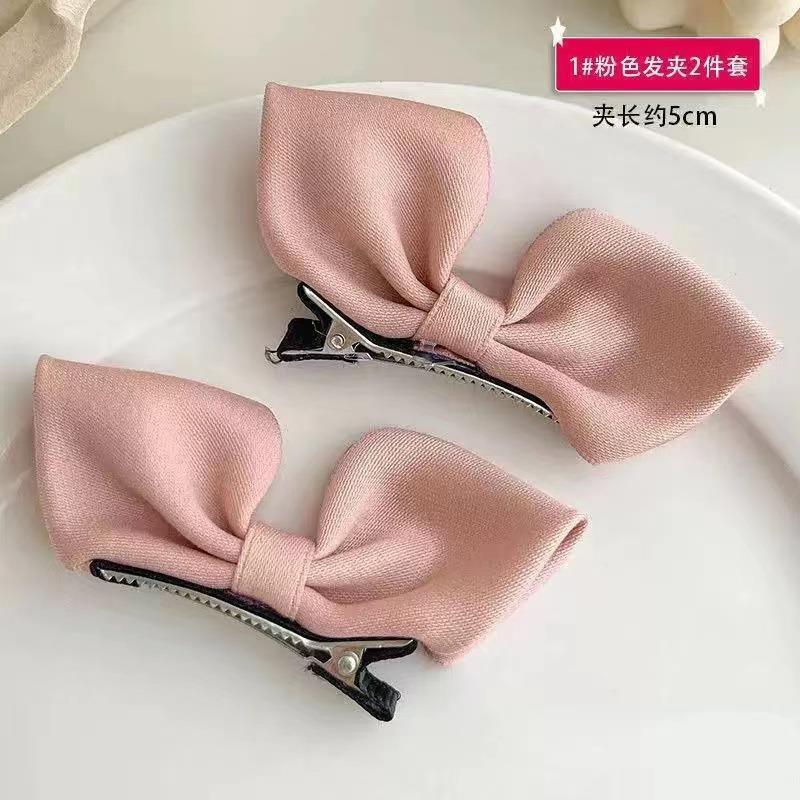 Estilo coreano arco horquilla tela tridimensional para niños plisada lindo rojo tamaño pequeño princesa encaje lado clip accesorios para el cabello