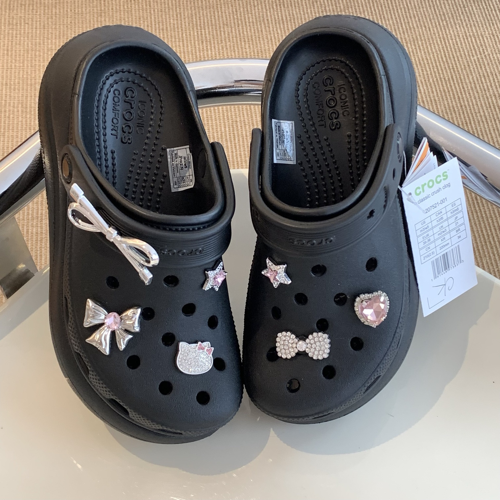 Nuevo todo fósforo zapatos con agujeros hebilla diy arco amor kitty zapatos decoración de flores accesorios desmontables