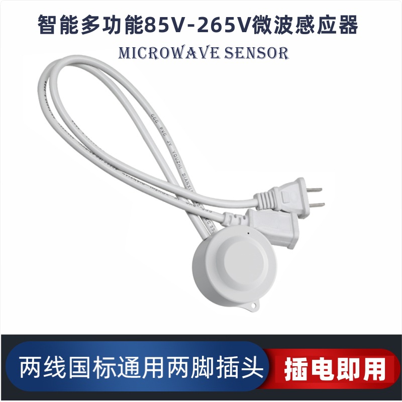 Wiring-Free Direct Plug Intelligent Radar Microwave Sensor Switch Delay Distance Light Control Adjustable Infrared Sensor
