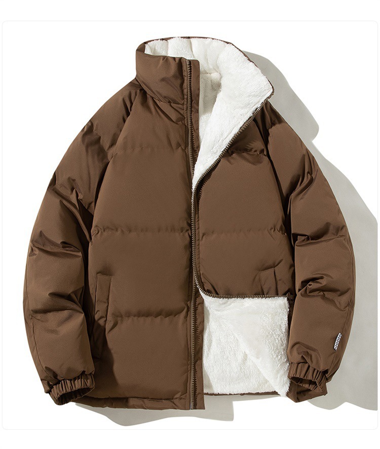 Chaqueta acolchada de invierno para hombre – Abrigo grueso relleno de algodón con cuello alto (M-4XL, Negro/Blanco/Café/Verde menta/Rosa)_voghion.com