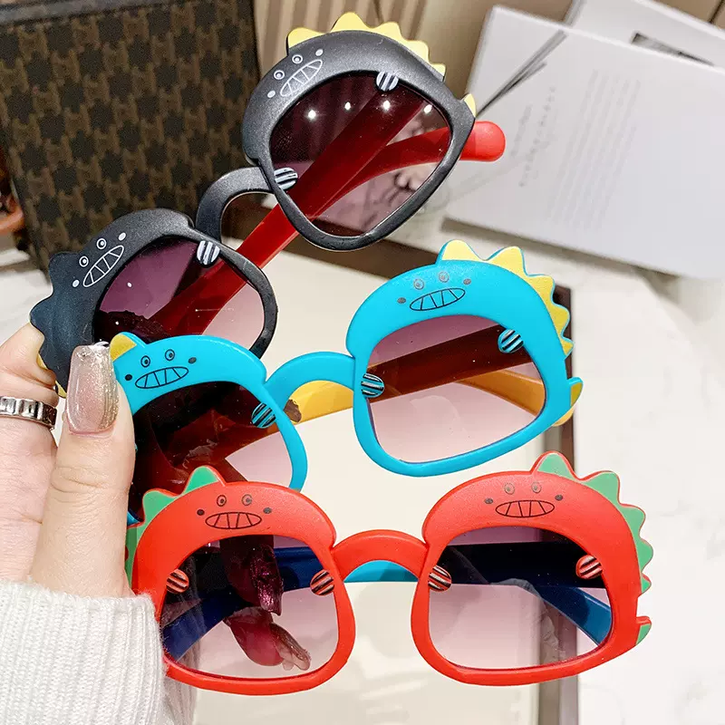 2024新款恐龙造型儿童太阳镜时尚卡通防紫外线墨镜萌娃炫酷遮阳镜