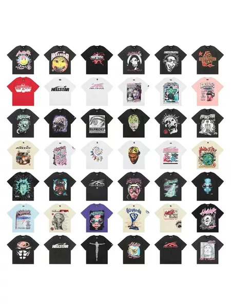 New Trendy Hell Series Printed Double Yarn Pure Cotton Casual Unisex Summer Loose Short-Sleeve T-Shirt