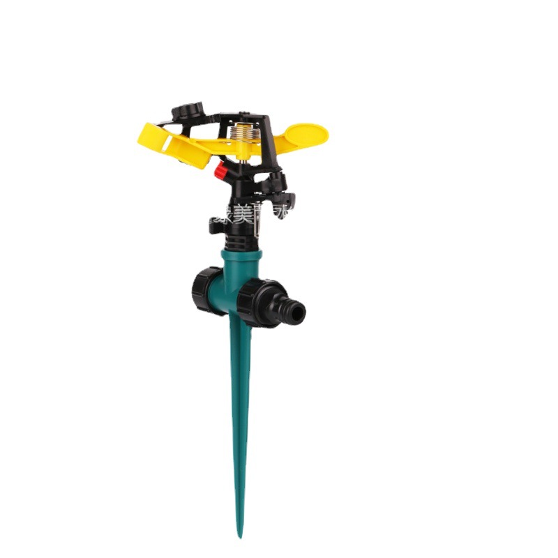 4 puntos rociador de brazo oscilante amarillo 360 grados rotación automática césped jardín verde riego de flores