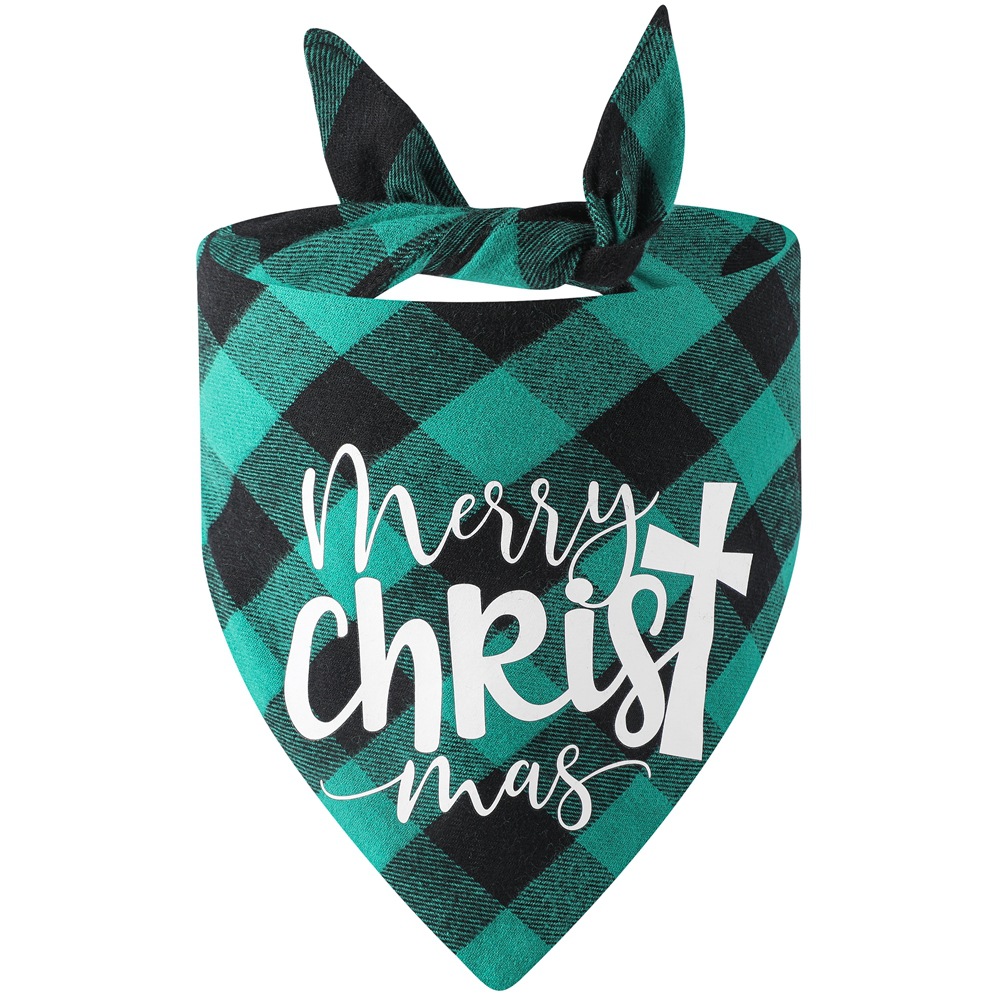 Los fabricantes nuevos transfronterizos de algodón a cuadros toalla triangular perro Toalla de saliva