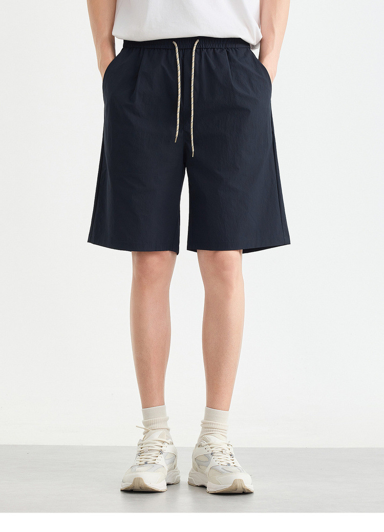 Quần short nam kaki dáng suông cạp chun thoáng khí — đen chi tiết 19