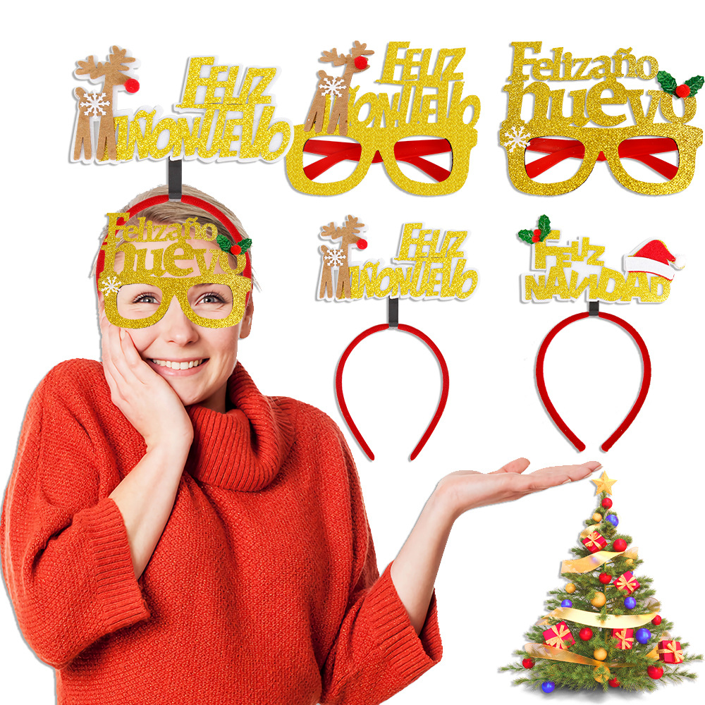 Nuevo español gafas de Navidad diadema ambiente de vacaciones accesorios de Navidad decoración ELK gafas marco diadema