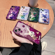 新年兔子玻璃壳适用iPhone14手机壳金属漆全包苹果13软边12保护套