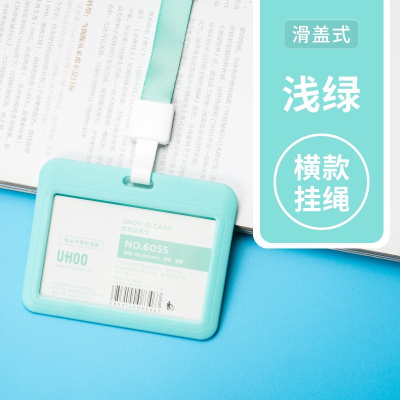 Titular de la tarjeta verde claro horizontal + cuerda de gancho