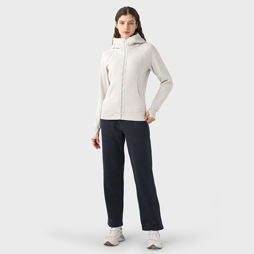 Shishizhihui autumn and winter new velvet hooded zipper sports jacket women's casual outdoor sports fitness yoga wear