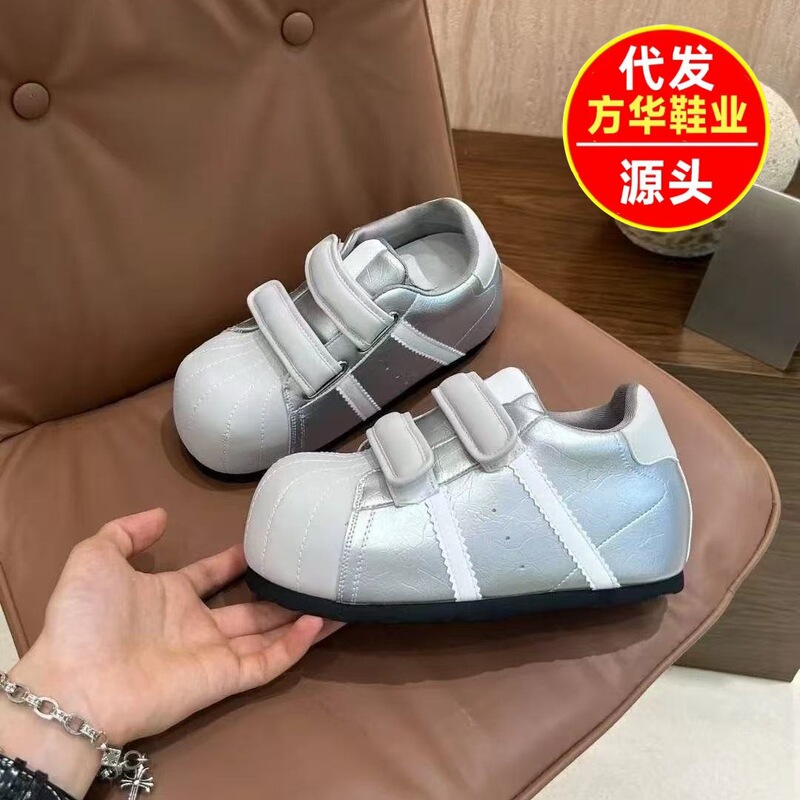2025秋季新款魔术贴丑萌贝壳头德训面包鞋百搭内增高休闲运动板鞋|undefined