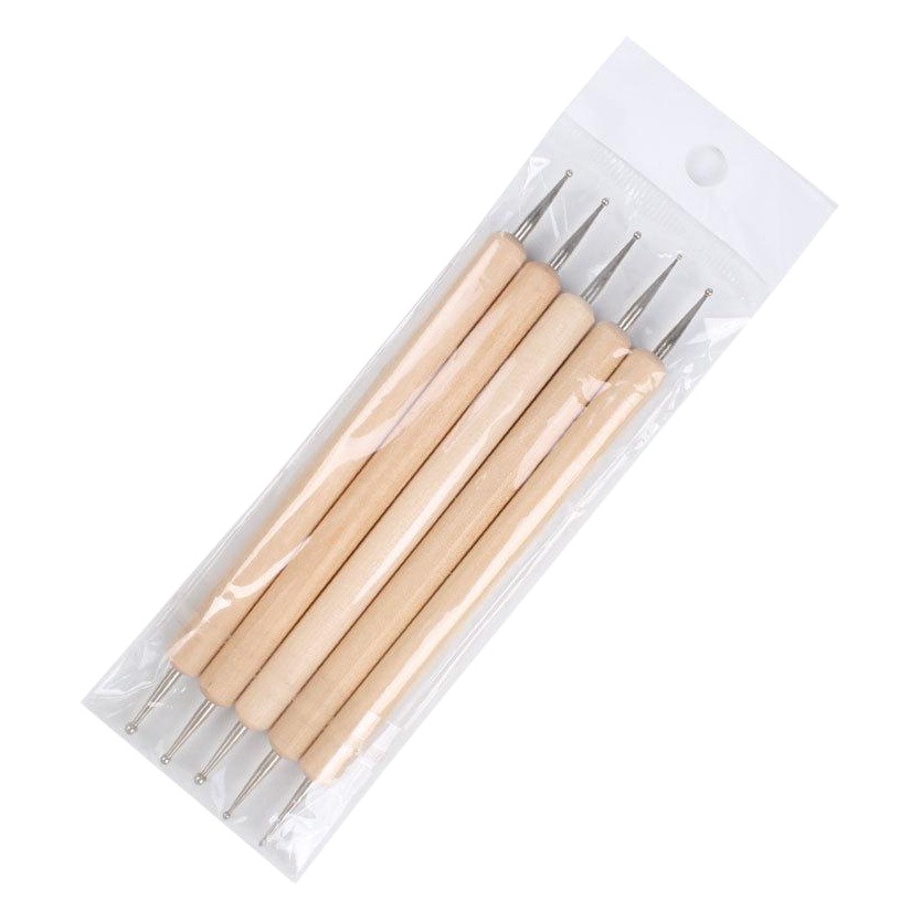 Factory supply 5 decorated flower nail art point drill pen nail art point pen wooden rod double point drill pen wholesale