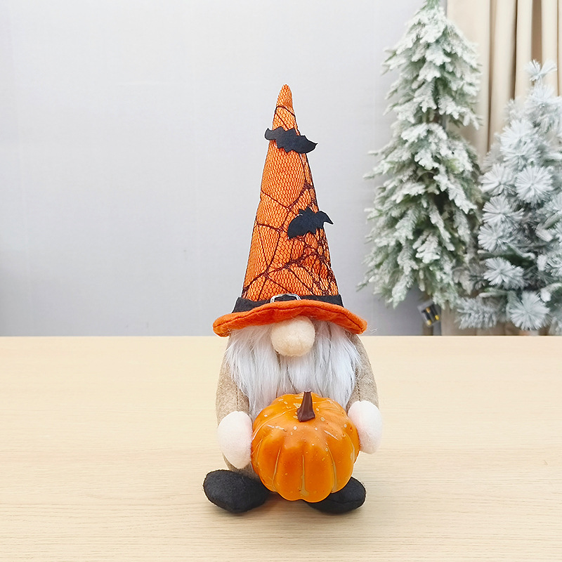 ハロウィーン装飾用品布芸小人公仔カボチャコウモリ装飾ルドルフ無顔人形地精置物|undefined