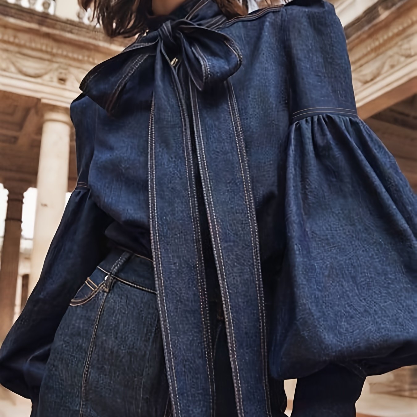 Women's Fashion Bowknot Design Turtleneck Shirt