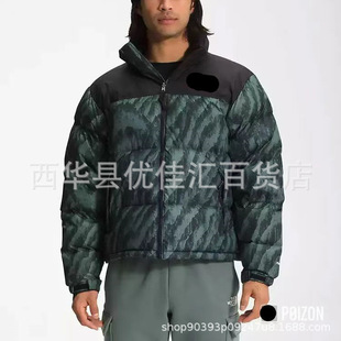 Foreign Trade Cotton Padded Jacket with Printed Patterns for Men and Women, Couple Style, Winter Thickened Patchwork Short Padded Jacket