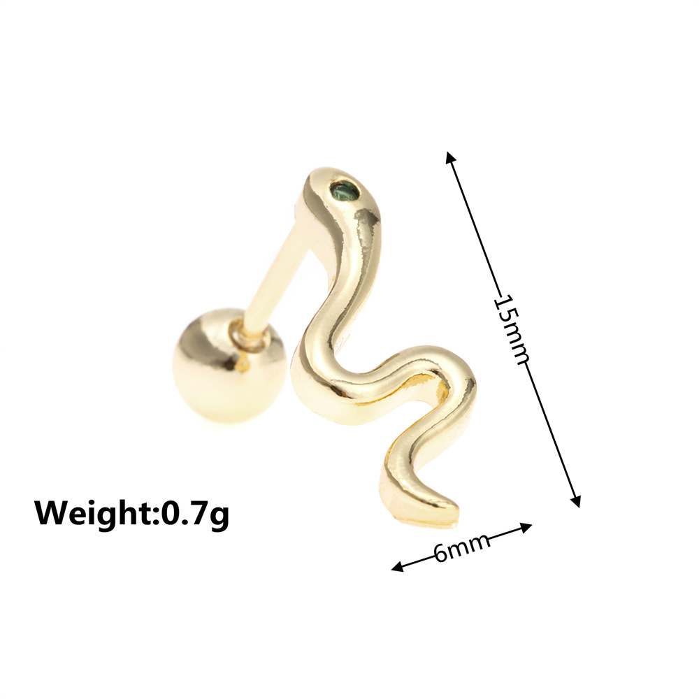 Diamond Romantic Retro Snake Female Piercing Screws Earrings display picture 8