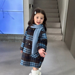 女の子コート小さな洗浄タータンチェック素材キルティング肥厚フード付きコートアウターウェア 2025 冬の新スタイル外国貿易