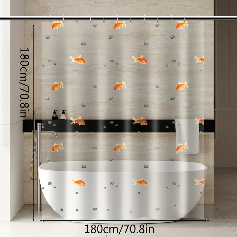 Eva Door Curtain Transparent Printed Small Goldfish Shower Curtain Bedroom Windshield Curtain Bathroom Curtain Cross-Border Popular Home Furnishings