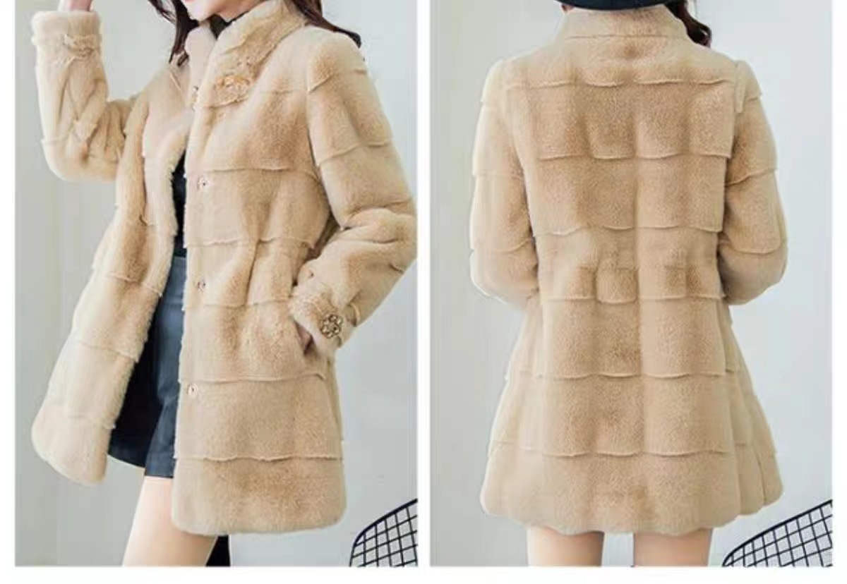 Damenbekleidung Angebot an dänischem Nerz Herbst und Winter neuer Pelzmantel für Damen mittlere Länge schlankmachender schlanker Nerzsamt Damenbekleidung_voghion.com