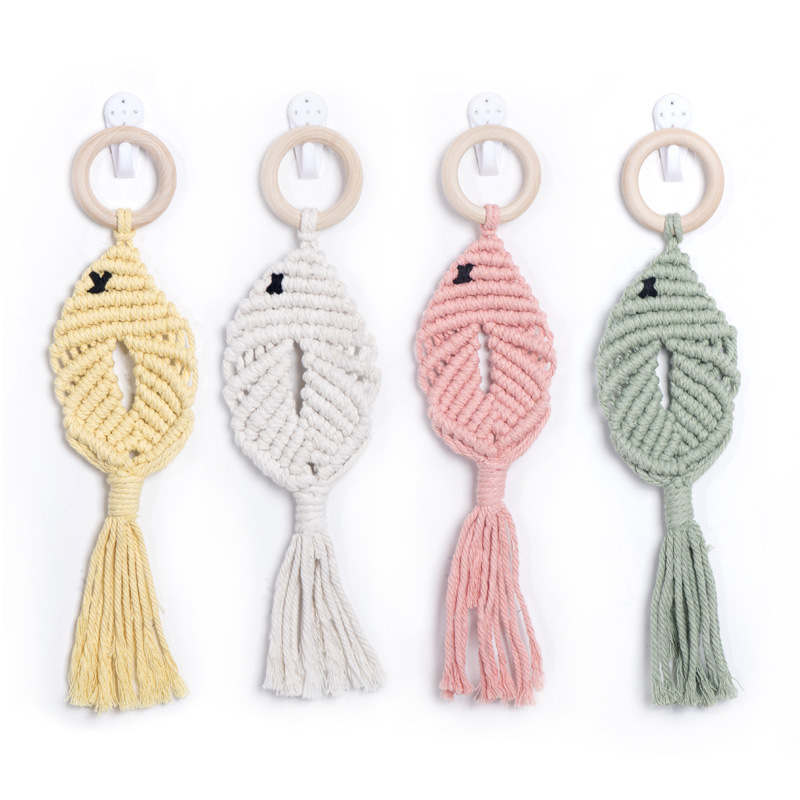 Colgante en forma de pez de color macaron, cordón de algodón tejido a mano, adorno interior de coche en forma de pez, adorno fresco creativo para el hogar