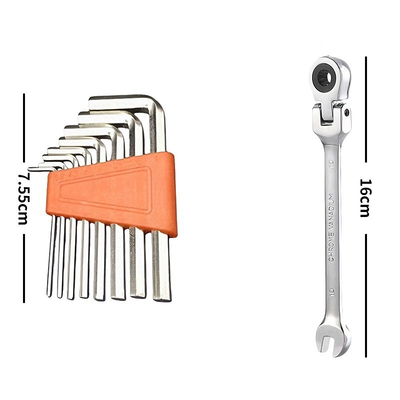 Fábrica de llave de trinquete conjunto completo 72 engranajes hexagonal caja de herramientas de reparación de automóviles universales bidireccionales al por mayor image 12