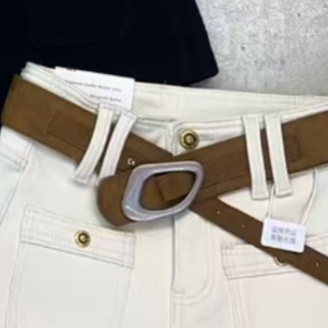 Square Smooth Buckle Belt for Women, Ins-Style Decorative Accessory for Jeans and Work Pants, Fashionable Trendy Wide Belt, Large Belt