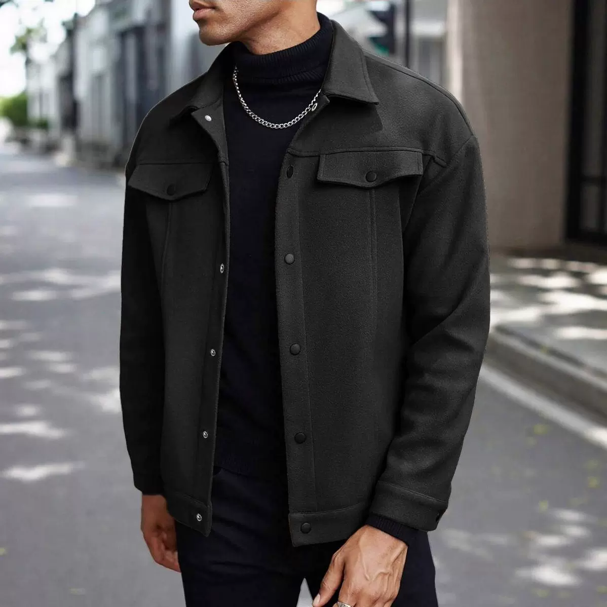 秋冬季新款男士夹克时尚百搭休闲外套亚马逊跨境外贸男士夹克外套