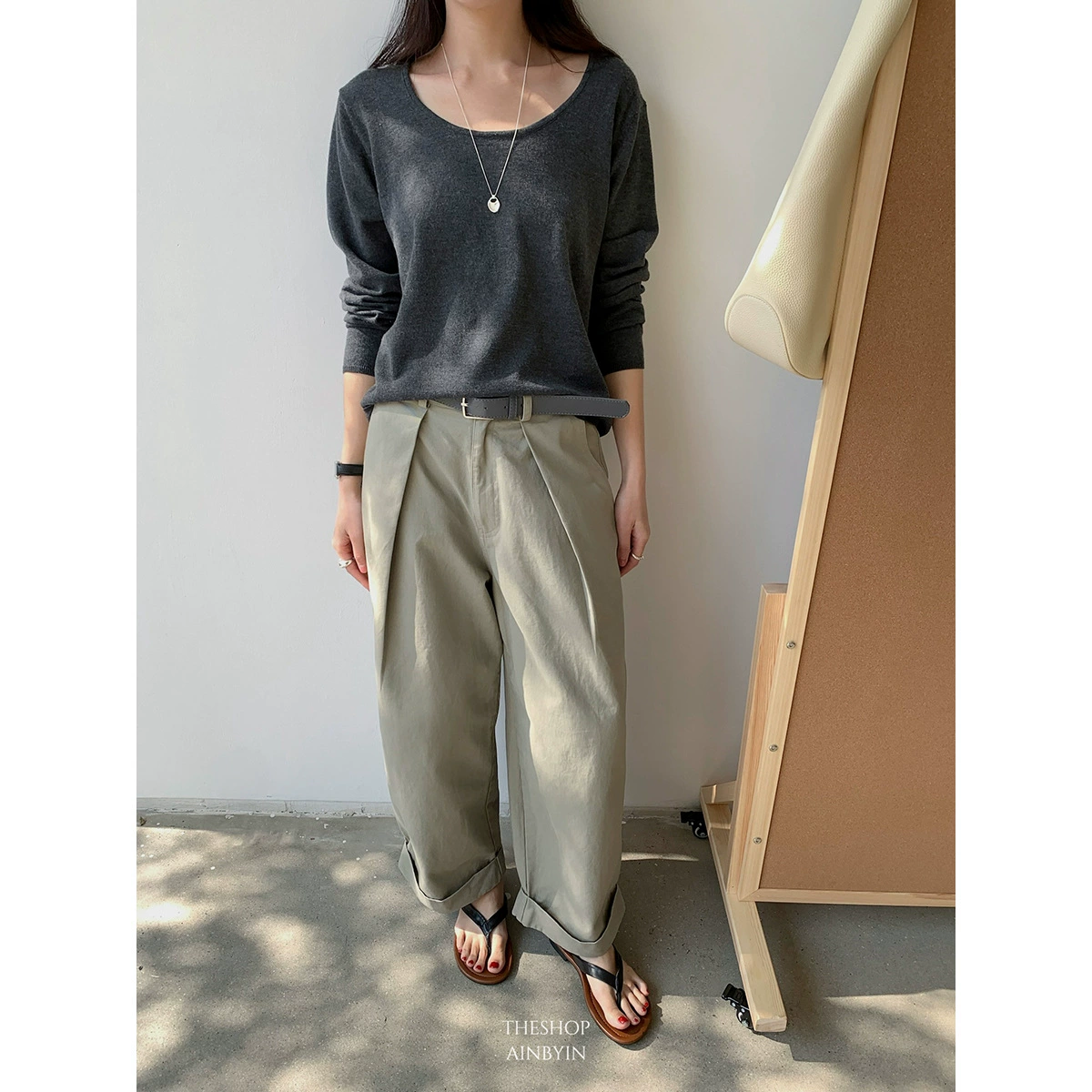 [Без возврата или обмену] повседневный женский трикотаж с круглым вырезом на весну, непринужденный и универсальный тонкий топ с длинными рукавами для женщин, чтобы носить на улице