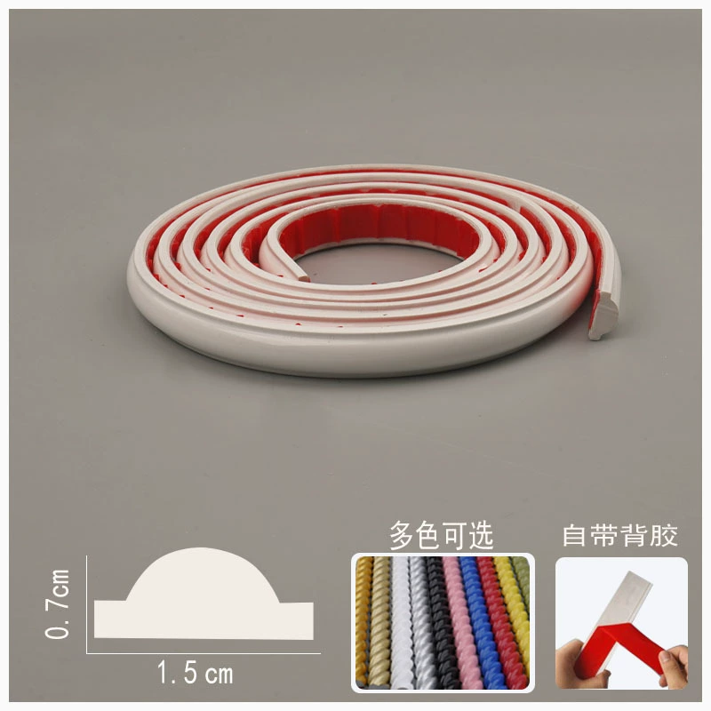 PVC Soft Edge Strip Self-Adhesive, Curved Ceiling & TV Wall Molding, White, Various Widths