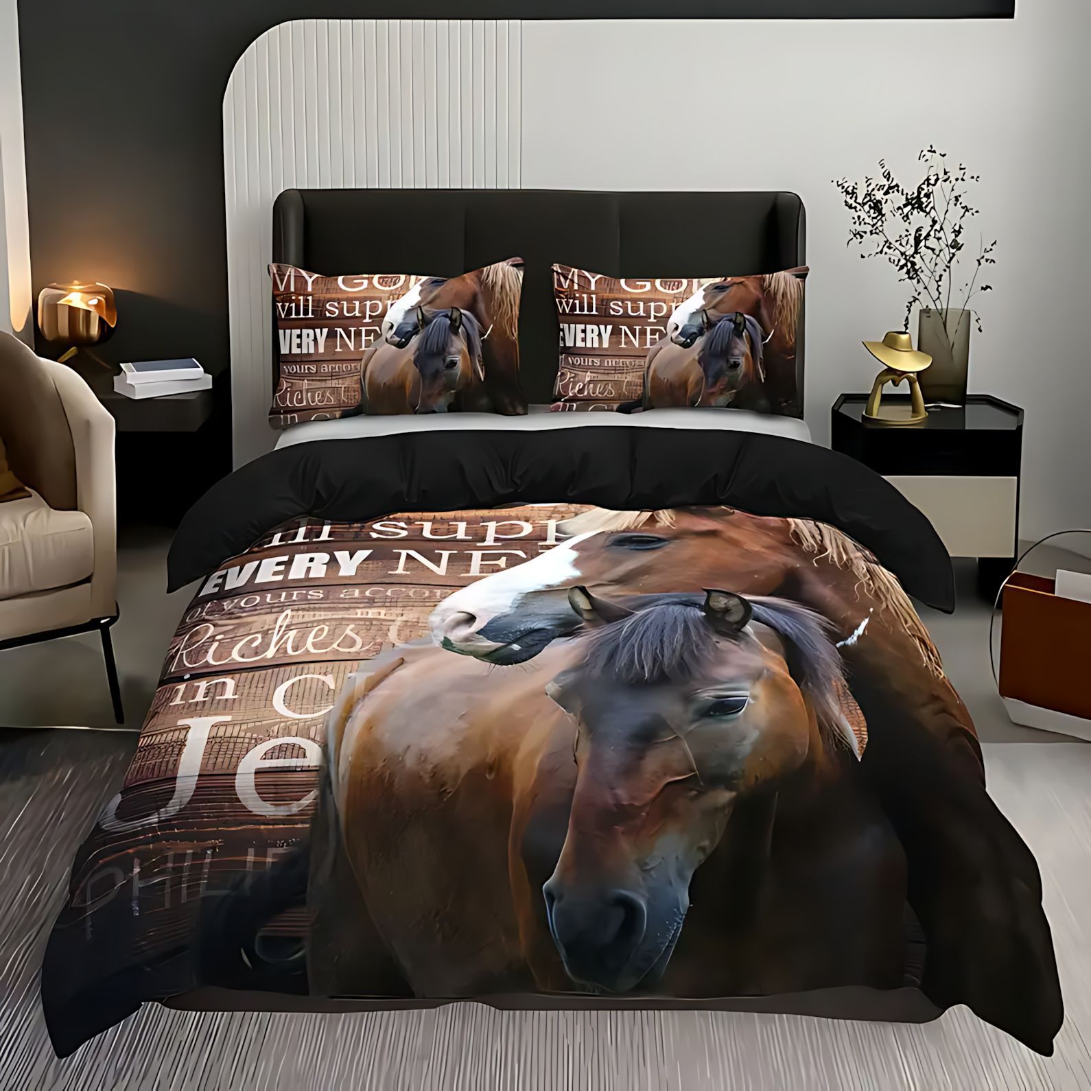 TUME / JIT Transfronterizo Wildlife Caballo Impresión Digital HD Abrido colcha de cama