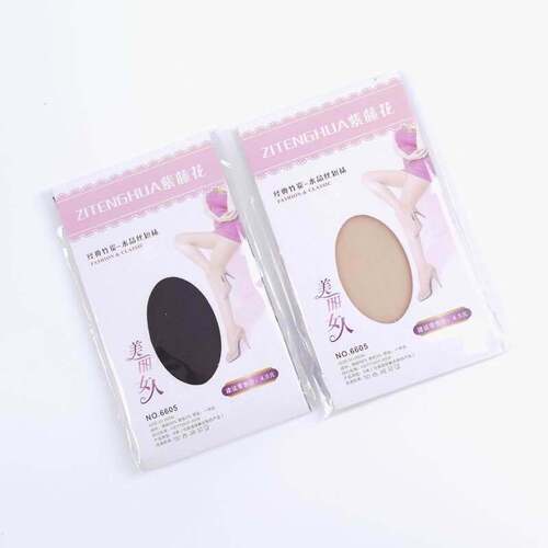 Factory-direct, individually wrapped crystal silk stockings—ultra-thin, sheer, and shape-retaining—in skin-toned and nude colors. Women's single or double pairs, each packaged separately.