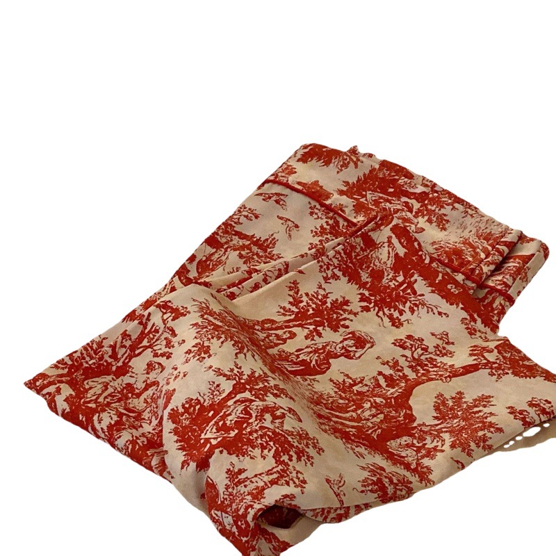 [Fujia oro corto largo] Año Nuevo Zodiaco rojo año desgaste hogar temperamento impresión nicho de seda de hielo pijamas de lujo