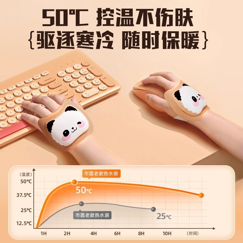 新款穿戴式暖手宝冬季写字办公自发热卡通暖贴手足两用暖宝宝贴|undefined