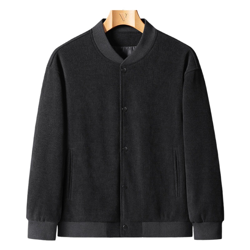 Baseball uniform jacket plus size men's jacket loose casual corduroy long sleeve sweater fat guy fashion