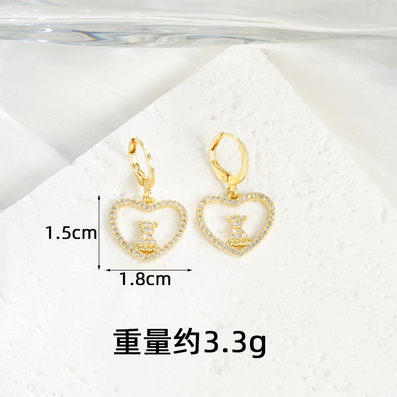 Collar de oro de arena vietnamita transfronterizo, línea de diseño, pendiente de oso en forma de corazón, lujo ligero femenino, joyería de larga duración que no se desvanece