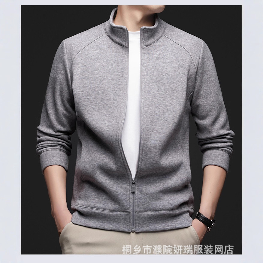Sweatshirt Jacket 2025 New Autum Style Young and Middle-Aged Casual Pure Color Jacket Zipper Pure Color Cardigan for Men