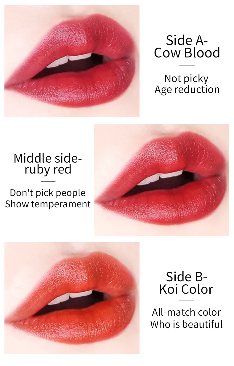 VIBELY Scepter three-color matte non-stick rim, carrot cubes color-changing lipstick, one three-color lipstick beauty makeup undefined
