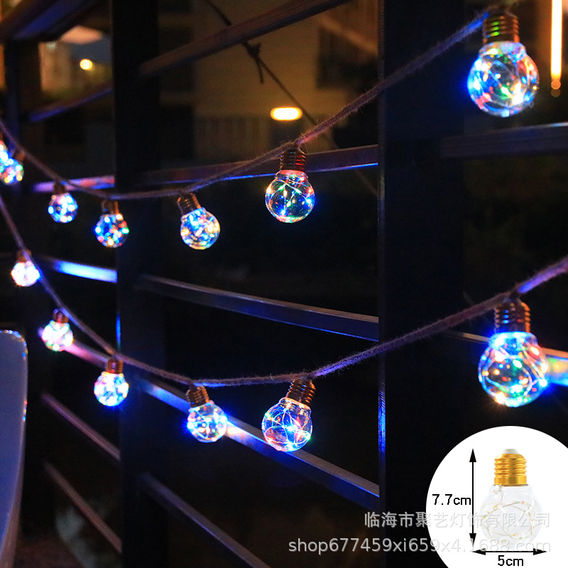 Camping al aire libre cadena de lámpara impermeable cable de cânhamo lámpara LED de lámpara