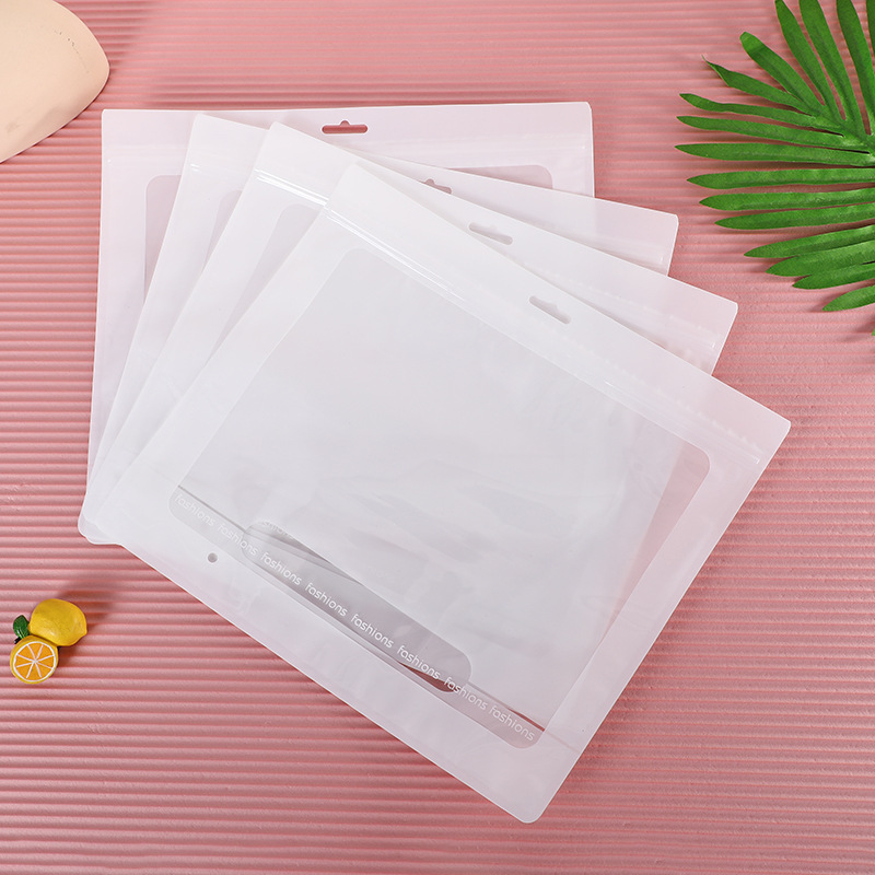 厂家直供白色透明eva服饰自封袋商品收纳包装袋防水毛巾挂钩袋