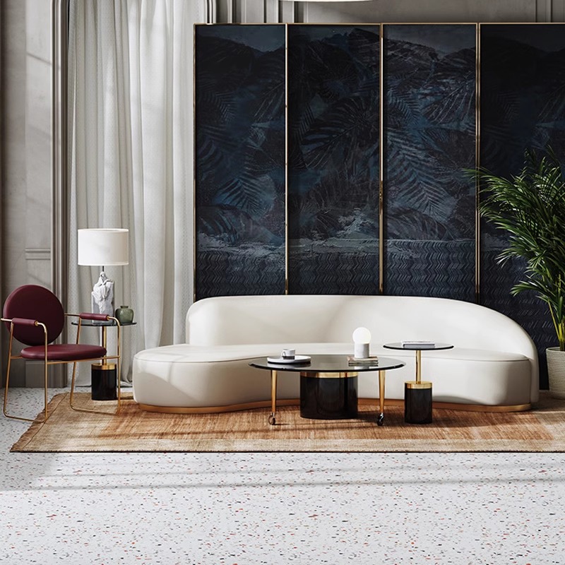 Cream Style Small Apartment Living Room Curved Sofa Beauty Salon Rest Area Reception and Negotiation Special-shaped Creative Sofa