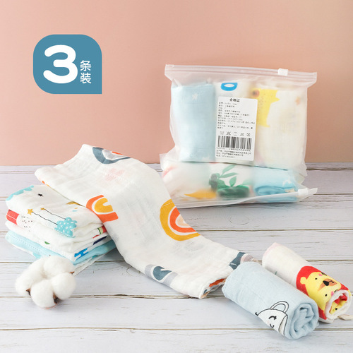 2024 Bamboo Cotton Absorbent Towel New Baby Wipes For Infants Children Handkerchief With Hook Newborn Square Towel