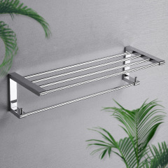 全銅浴巾架鍍鉻衛生間雙杆單杆簡約衛浴毛巾架浴室置物架掛件套裝