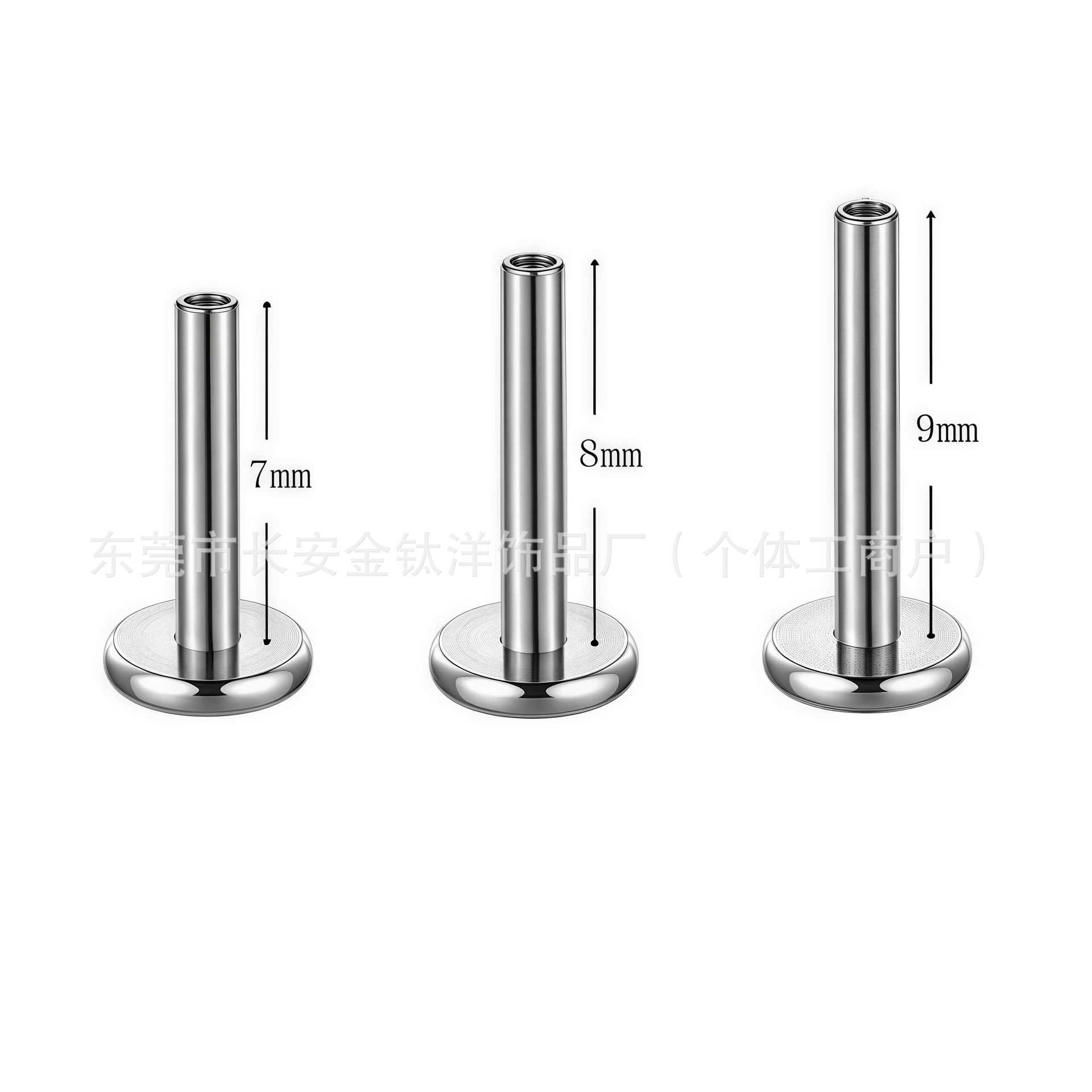 F136 Titanium 3mm Flat Bottom Lip Nail Small Base Lip Piercing Jewelry 16G 10mm Bar detail image 7
