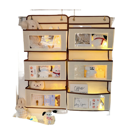 Bedroom bed hook type hanging storage bag dormitory magic lower bed headboard without drilling bed side shelf