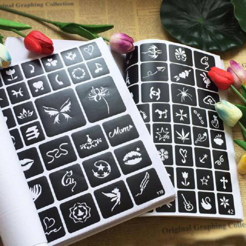 tattoo Template Korean fruit juice Hollow pattern Stencil Needlework Henna Printing suit On behalf of