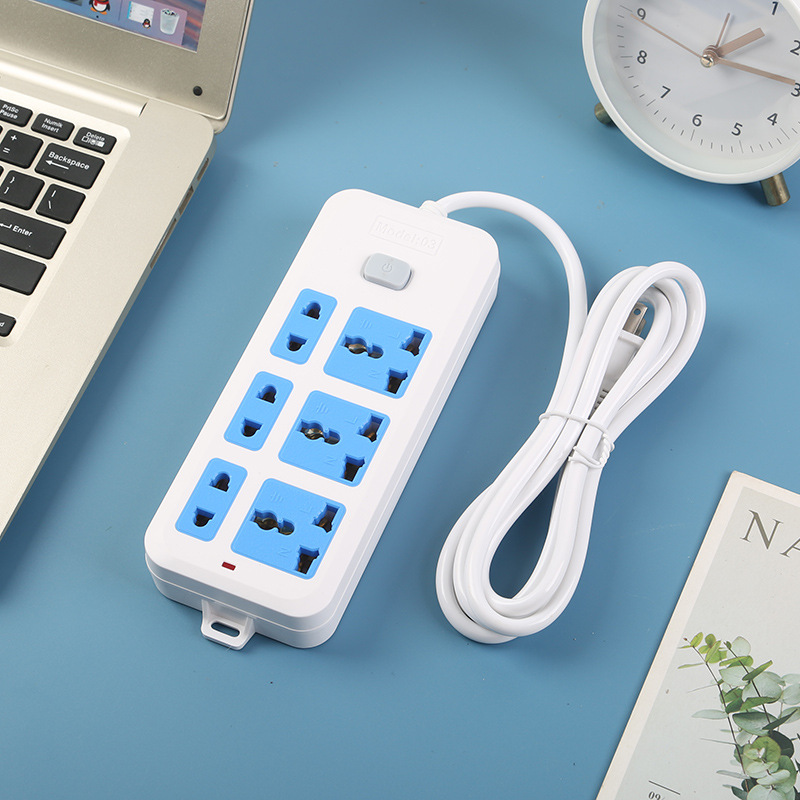 炫彩多色铜插片中性袋装总开关6位孔15插孔指示灯英标欧标美标