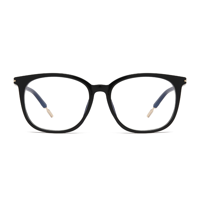 Venta al por mayor de fábrica de lentes planos de alta gama de moda para estudiantes de cuello blanco gafas anti-azul montura negra gafas de montura antirradiación