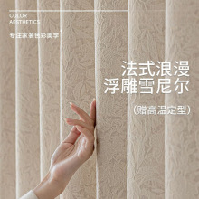 法式浮提花窗帘遮光新款客厅高级感蔷薇卧室高端家居雪尼尔一件
